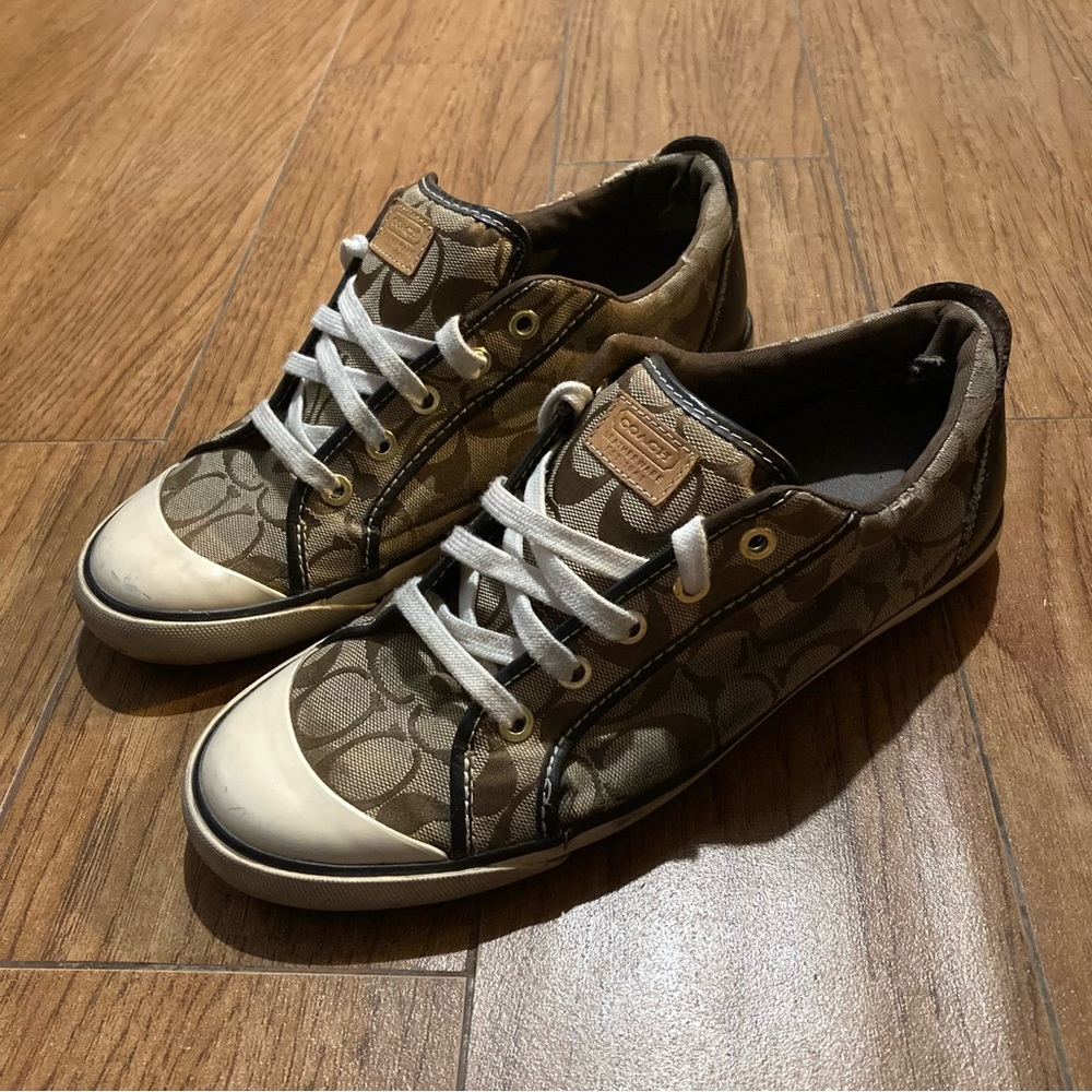 Vintage Y2K Low-top Brown Coach Monogram Sneakers Sz 11